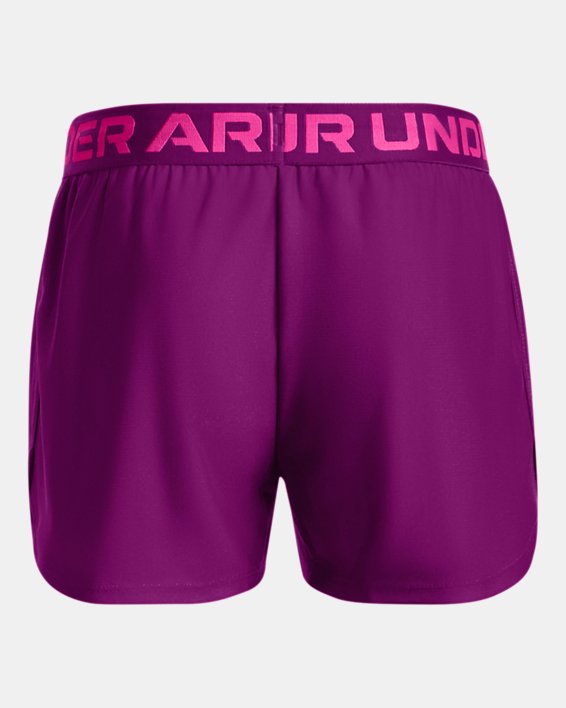 กางเกงขาสั้น UA Play Up สำหรับเด็กผู้หญิง in Purple image number 1